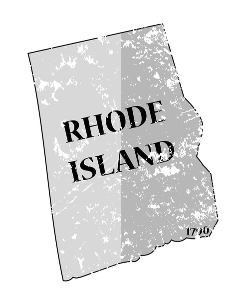 Inselstaat Rhode Island und Datumskarte durcheinandergewirbelt - Vektor, Bild