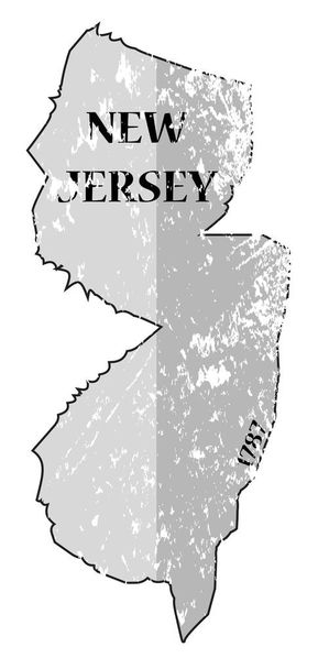 Yeni Jersey eyalet ve Tarih harita Grunged - Vektör, Görsel