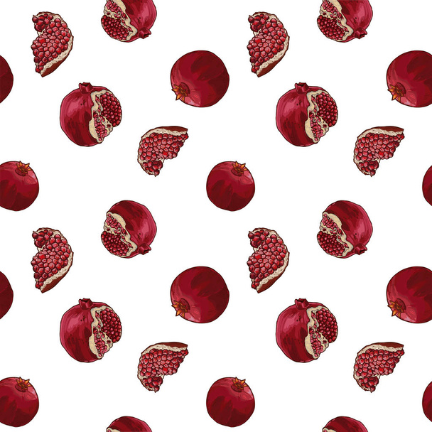 Seamless Vector Pomegranate Pattern - Vector, Image