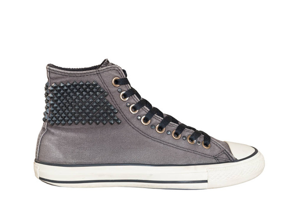 vintage stijl van sport grijze sneaker schoenen op witte achtergrond wi - Foto, afbeelding