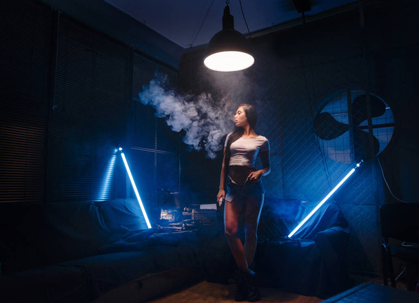 sexy woman vaping and clouding - Photo, Image