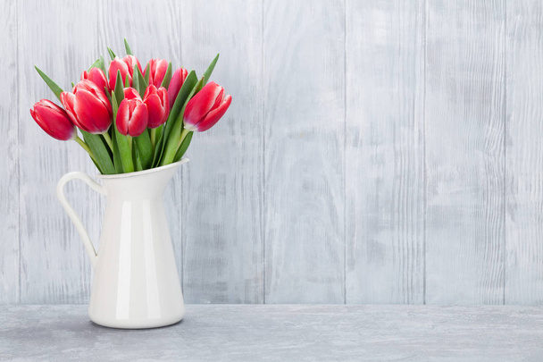 Red tulips bouquet - 写真・画像