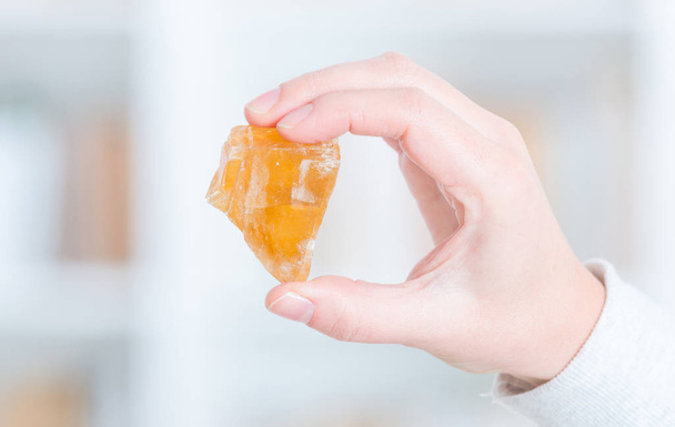Honey calcite semi preciouse gemstone - Zdjęcie, obraz