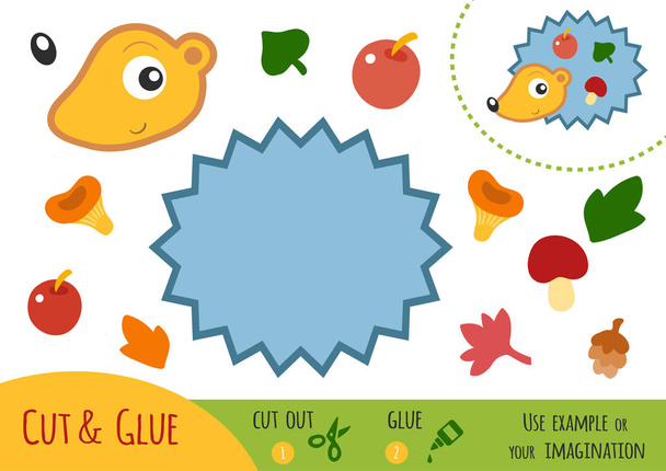 Education paper game for children, Hedgehog - Vector, Image