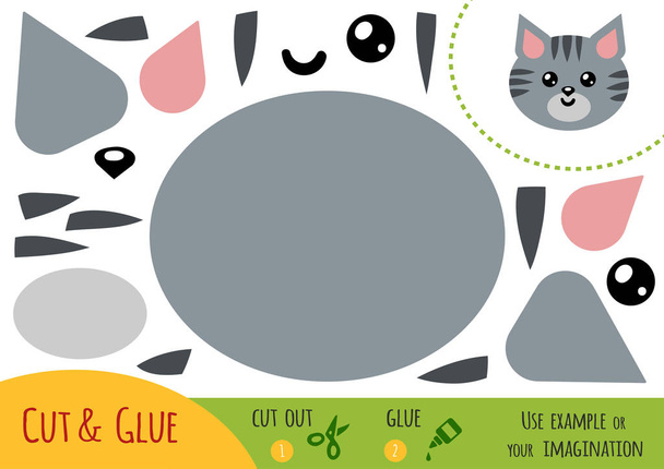 Education paper game for children, Cat - Vector, Image