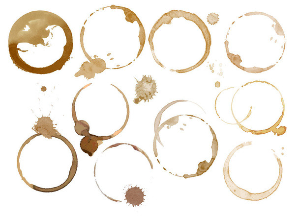 Watercolor set of coffee stains - Vector, Image