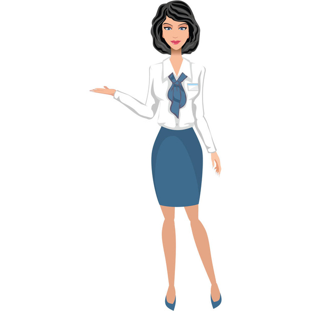 brunette beautiful business woman with hand gestures - Wektor, obraz
