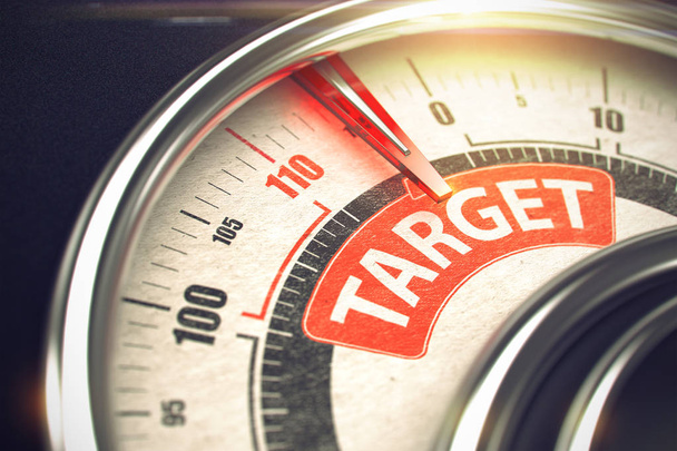 Target - Message sur le cadran conceptuel avec aiguille rouge. 3D
. - Photo, image