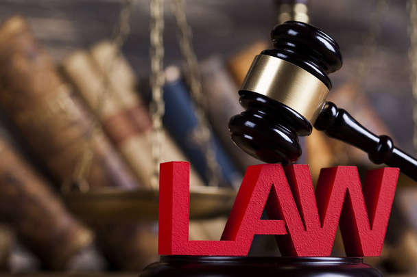 Zákon pojem, dřevěný stůl pozadí - Fotografie, Obrázek