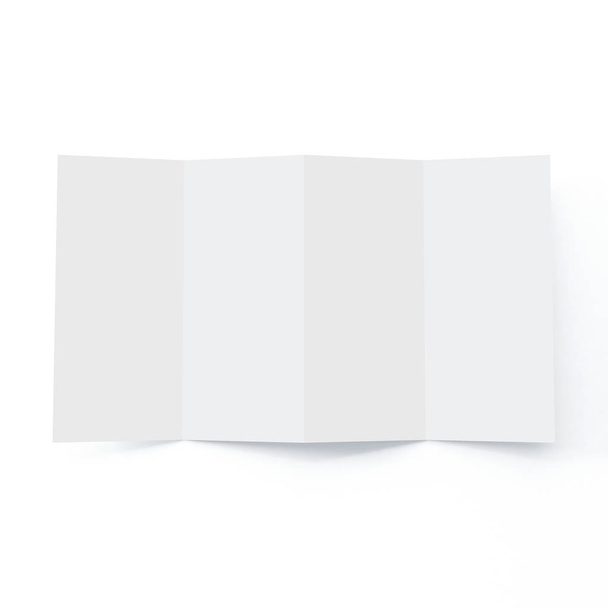 4-fach Broschüren-Attrappe, realistische Wiedergabe von 4-fach Broschüren-Attrappen auf isoliertem weißem Hintergrund, 3D-Illustration - Foto, Bild