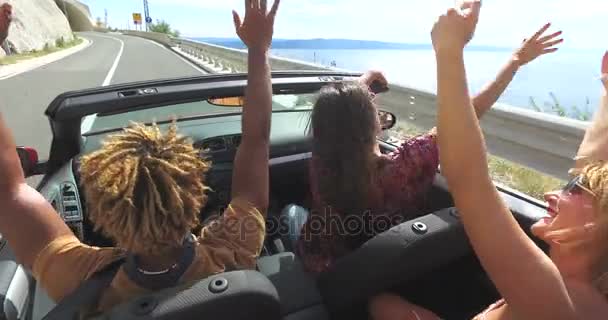 friends driving in convertible - Footage, Video