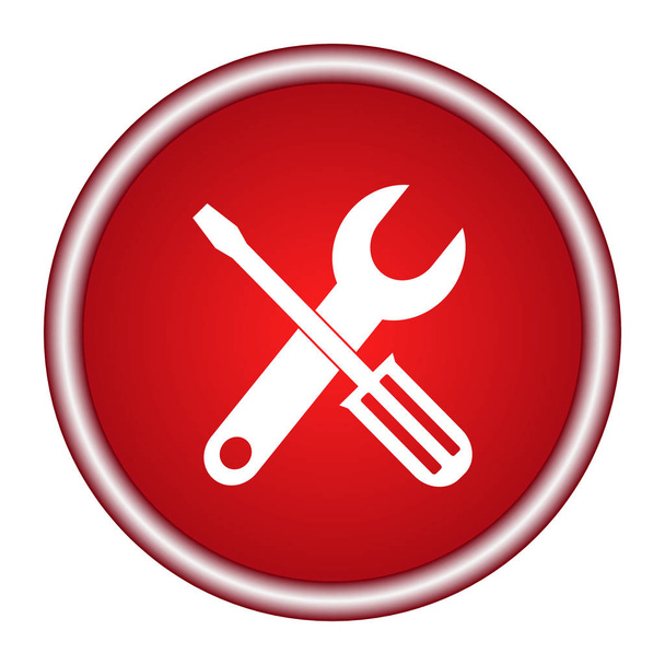 tools red circle web icon on white background - Vector, Image