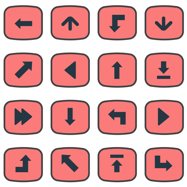 Conjunto de 16 iconos de puntero simple. Se pueden encontrar elementos tales como aumento, puntero, decepción y otros
. - Vector, Imagen