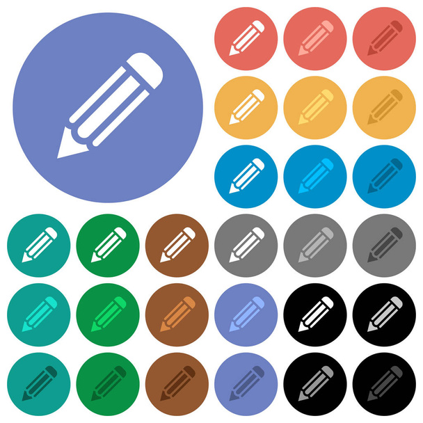 Single pencil round flat multi colored icons - Vector, Image