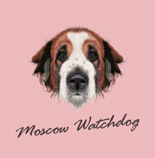 Vector ilustrado Retrato de perro guardián de Moscú
 - Vector, Imagen