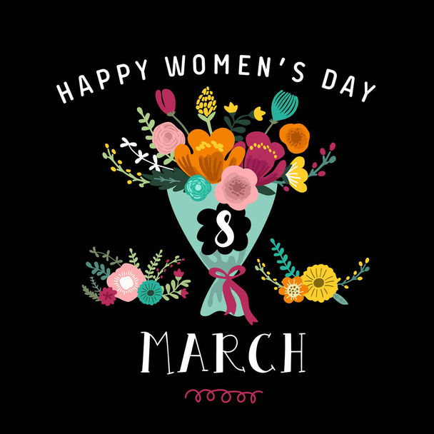 Vector Happy Women's Day greeting card  - Διάνυσμα, εικόνα