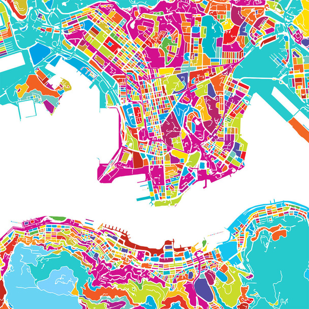 Χονγκ Κονγκ πολύχρωμο χάρτη - Διάνυσμα, εικόνα