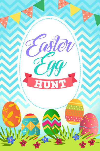 Easter Egg hunt poster - Vector, afbeelding