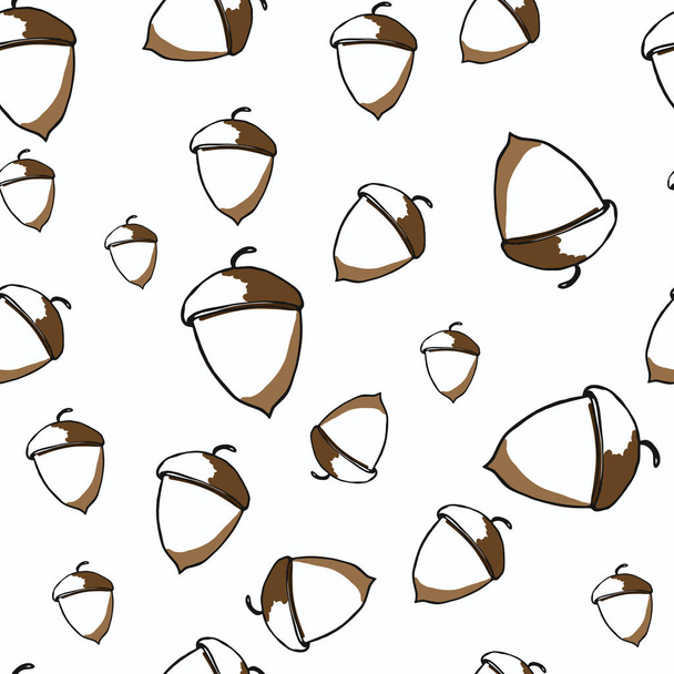 Hand drawn acorn background. seamless pattern. Editable ector illustrations. - Vector, Image