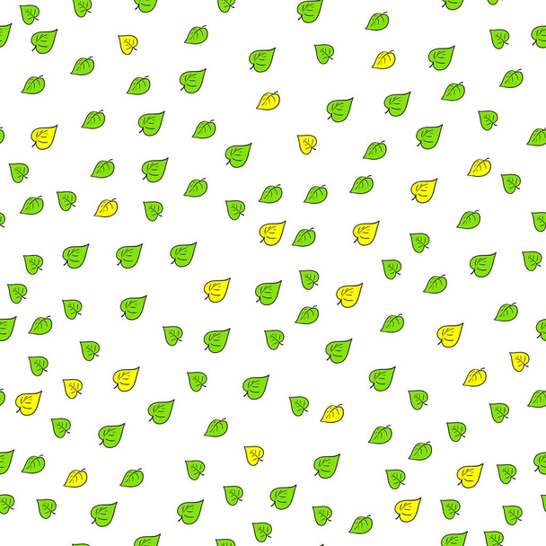 Varrat nélküli zöld és sárga levelek vektor. - Vektor, kép