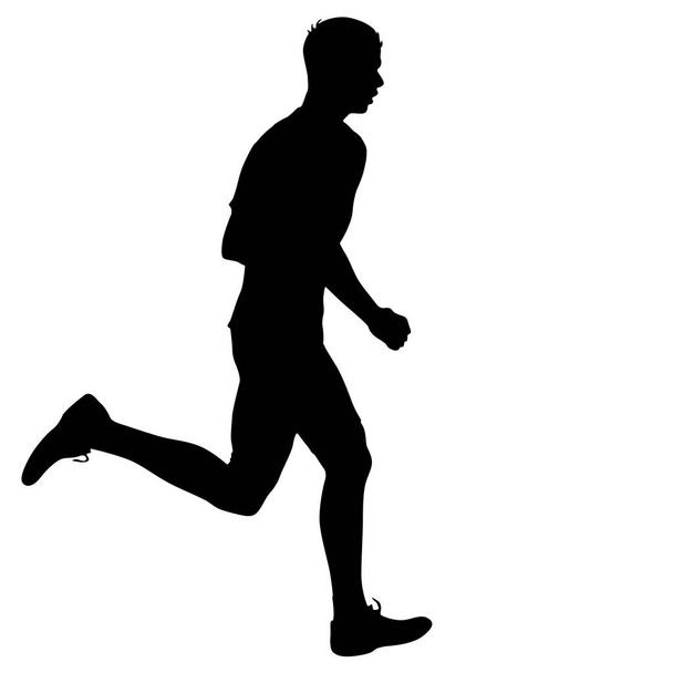 Silhouetten. Läufer im Sprint, Männer. Vektorillustration - Vektor, Bild
