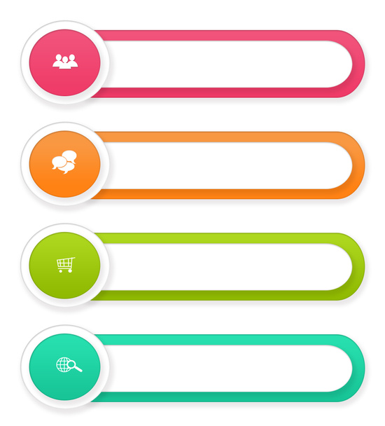 Набір барвистих закруглених кнопок для меню веб-сторінки, маркетингу або презентацій
 - Фото, зображення
