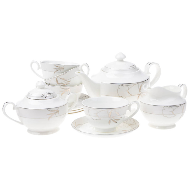 Tee-Set leer isoliert auf weißem Hintergrund - Foto, Bild