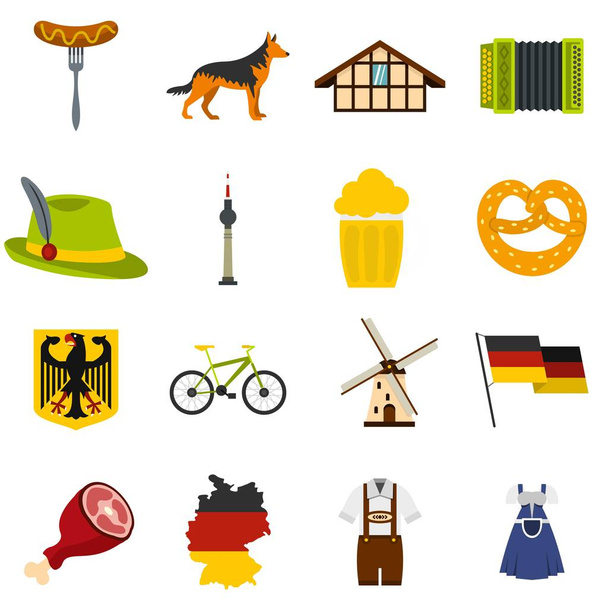 Germany set flat icons - Διάνυσμα, εικόνα