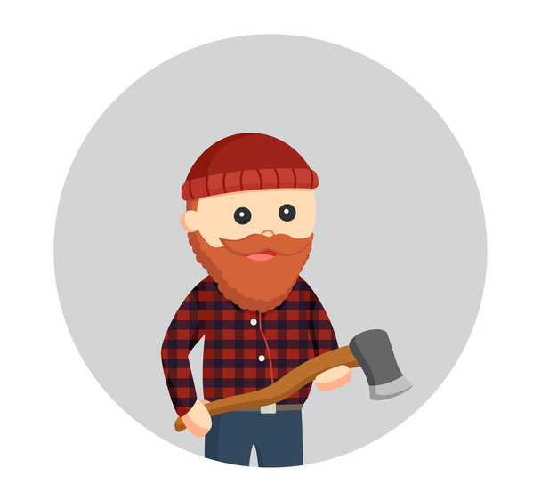 fat lumberjack with axe in circle background - Vettoriali, immagini