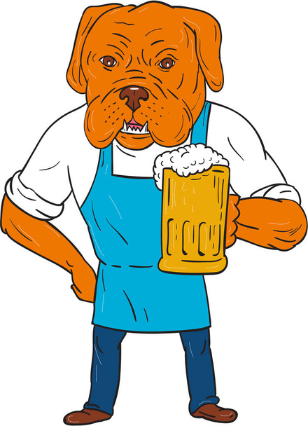 Bordeaux pies Brewer kubek kreskówka maskotka - Wektor, obraz