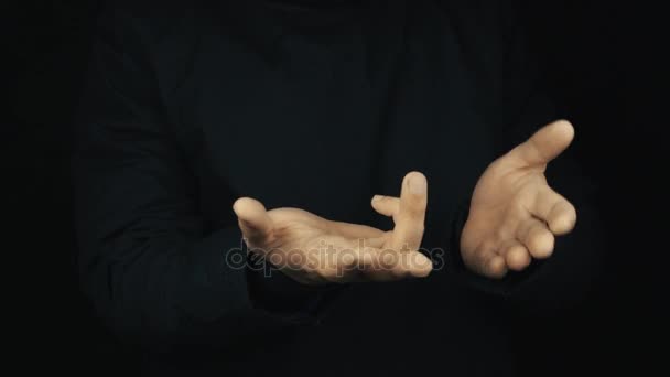 Male hand in long sleeve jacket bend fingers making counting gesture sign - Footage, Video