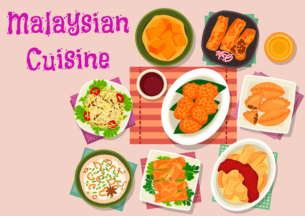 Malajské kuchyně exotické pokrmy ikony designu - Vektor, obrázek