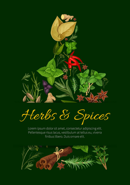Řezací deska plakát s kořeninové rostliny a koření - Vektor, obrázek