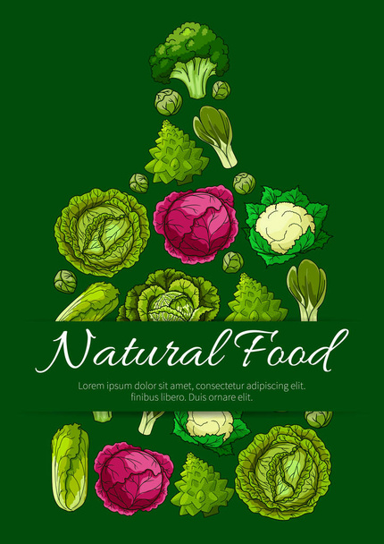 Placa de corte com vários vegetais de repolho
 - Vetor, Imagem