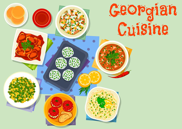 Georgian cuisine dishes icon for dinner design - Vector, Image