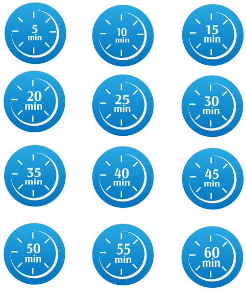 Isolated blue timer set - Διάνυσμα, εικόνα