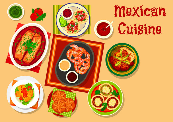Cozinha mexicana tradicional almoço pratos ícone
 - Vetor, Imagem