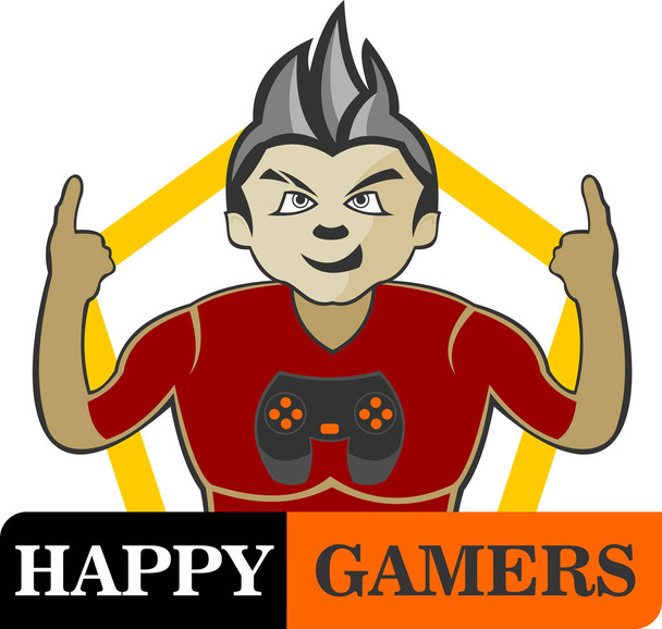 logo boy happy gamer - Vector, Image