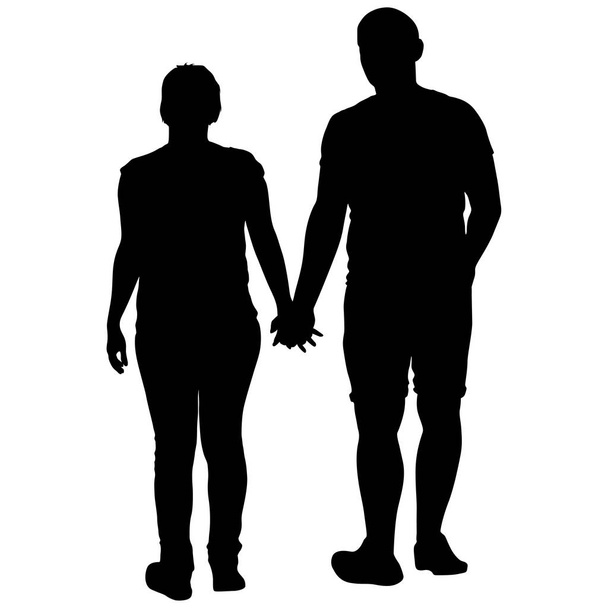 Parejas hombre y mujer siluetas sobre un fondo blanco. Ilustración vectorial
 - Vector, Imagen