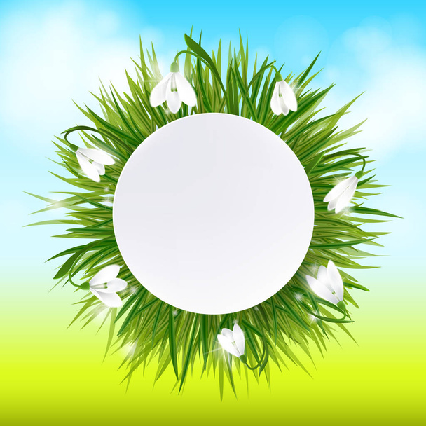 Round natural frame with grass and flowers.Vector eps10 - Vector, Image