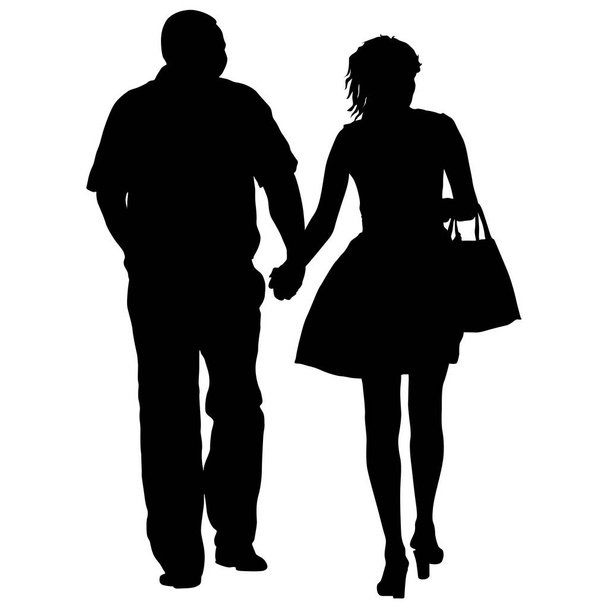 Casais homem e mulher silhuetas em um fundo branco. Ilustração vetorial
 - Vetor, Imagem