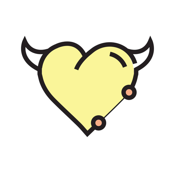 Hart duivel pengereedschap stijl geel - Vector, afbeelding