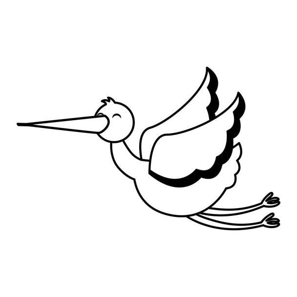 ooievaar vliegend geïsoleerde pictogram - Vector, afbeelding