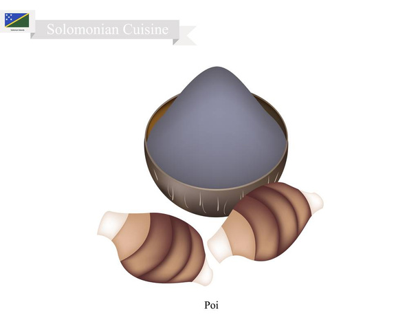 Poi ou Sopa Solomoniana Tradicional ou mingau de cereal Solomoniano
 - Vetor, Imagem