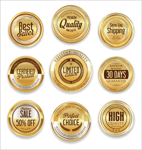 Sale retro vintage golden badges and labels  - Vector, Image