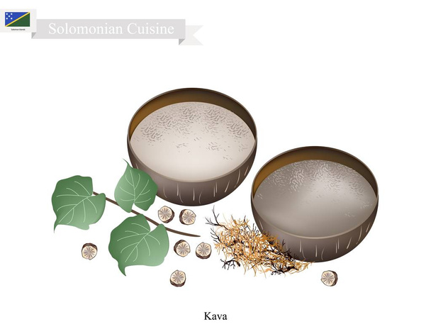 Kava Drink or Traditional Solomonian Herbal Beverage - Vector, Image