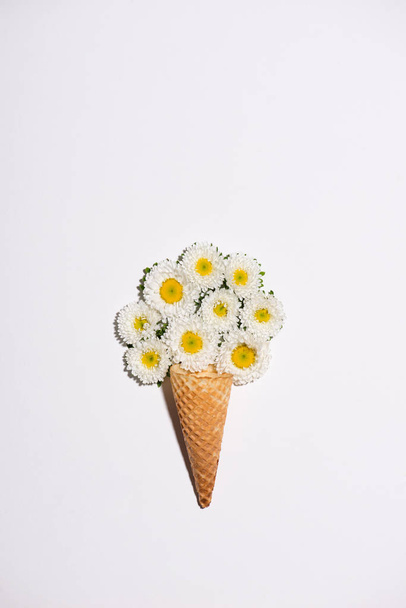 flowers in the waffle cone  - Photo, image