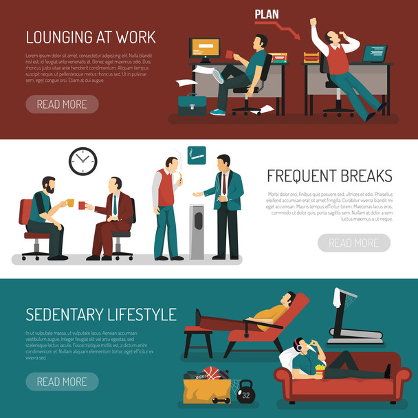 Lazy People Banners Set - Vector, Image
