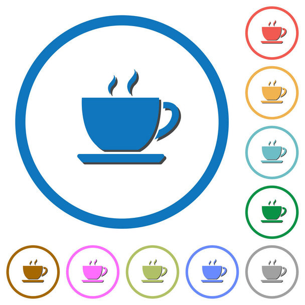 Cup of coffee icons with shadows and outlines - Vecteur, image