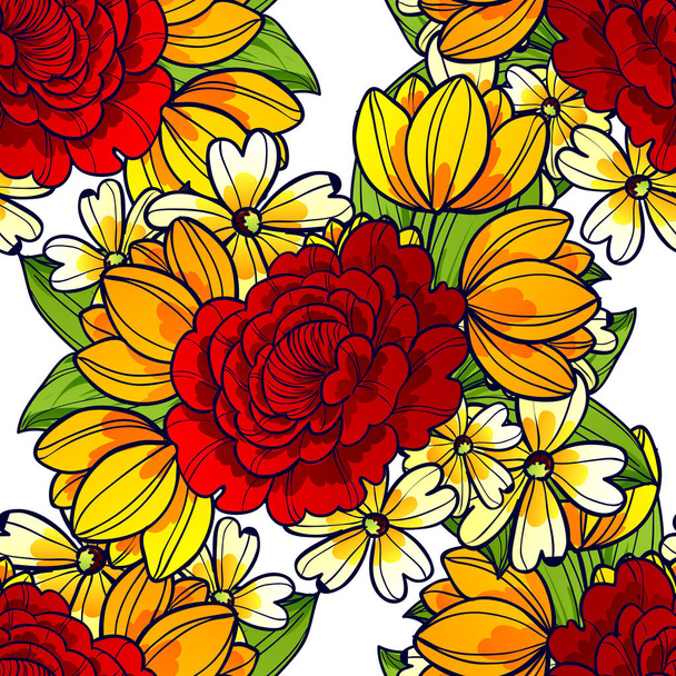 Seamless beautiful floral pattern - Vektör, Görsel